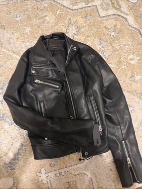 Blank NYC Black Leather Moto Jacket with Silver Hardware